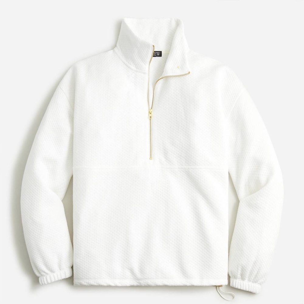 J. Crew Terry half-zip pointelle sweatshirt in Ivory BNWOT Size: Small